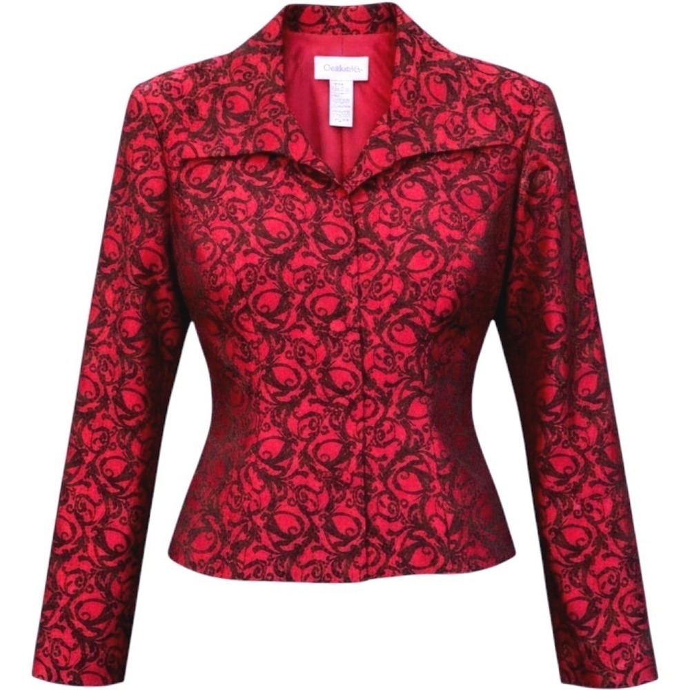 Chadwick's NWT Womens Size 6 Red Black Damask Blazer Jacket Scroll Special Occas